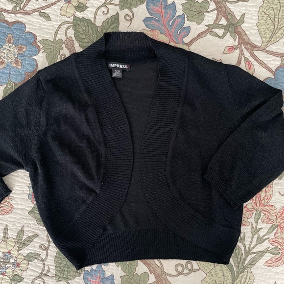Black Sparkly 3/4 Sleeve Cardigan - Picture 1 of 6